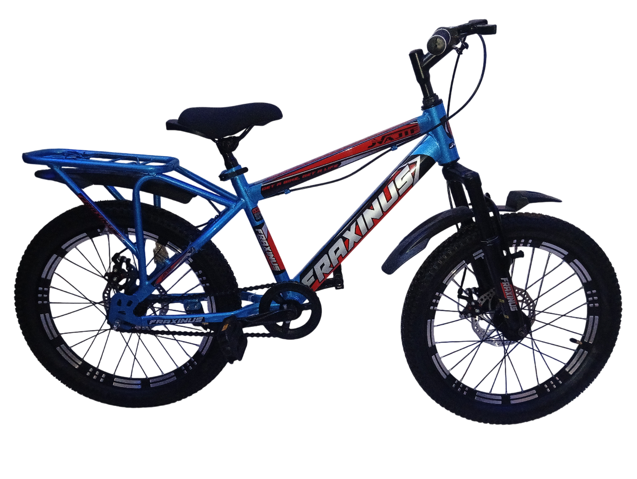 Najif Fraxinus 20T DDFS Mountain Cycle for Kids Boys Girls Age 5-10 Years|Dual Disc Front Suspension Single Speed Kids Bike with V-Brakes|Alloy Wheels|Integrated Carrier 85% Pre-Assembled Bicycle Fraxinus cycle