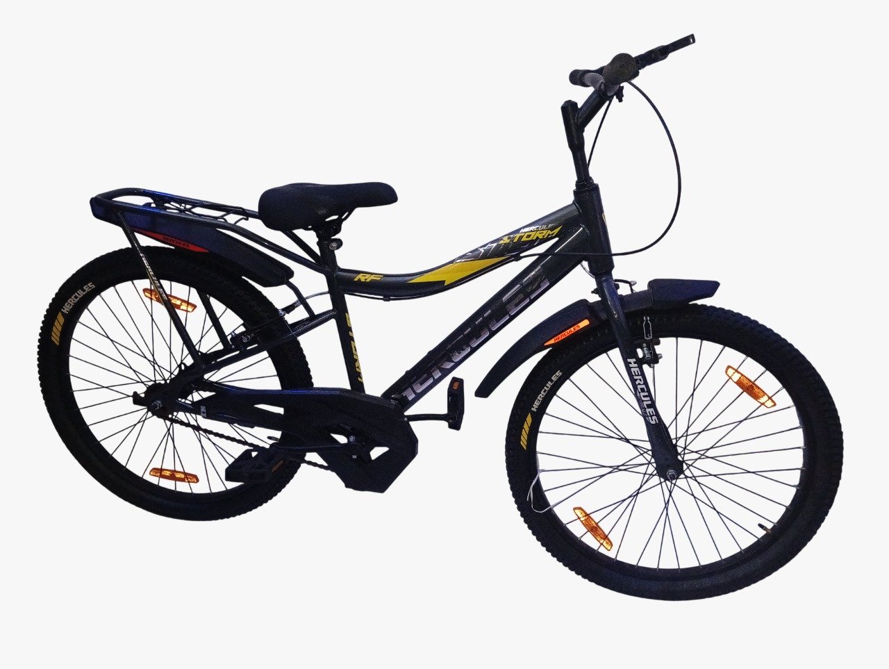 Hercules Storm 24T IBC Mountain Cycle for Boys Girls Age 9-13 Years|Single Speed Kids Bike with V-Brakes|Integrated Rear Carrier|2.4T Wide Tyres|Steel Frame 85% Pre-Assembled|Unisex Bicycle Hercules cycle